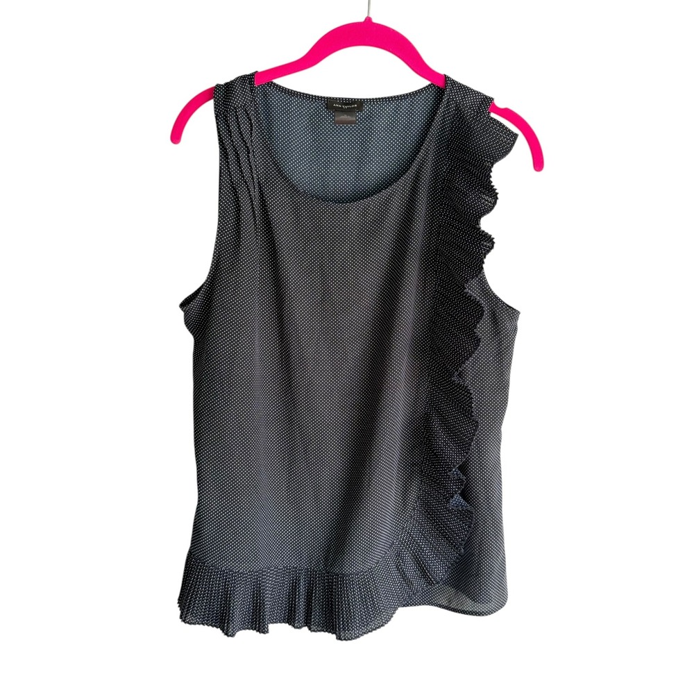ANN TAYLOR Navy‎ Flutter Ruffled Ladies Sleeveless Top, M